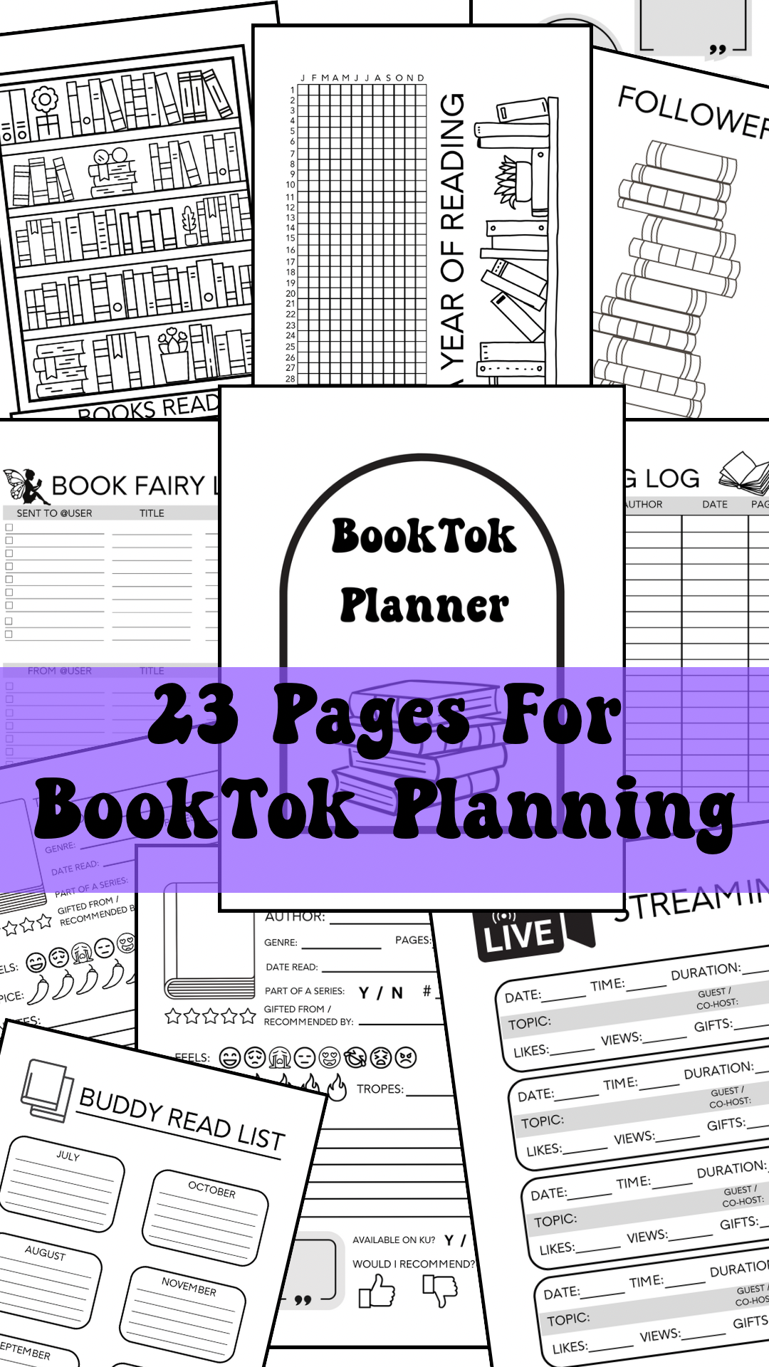 BookTok Planner - 23 unique pages for download - print or use digitally