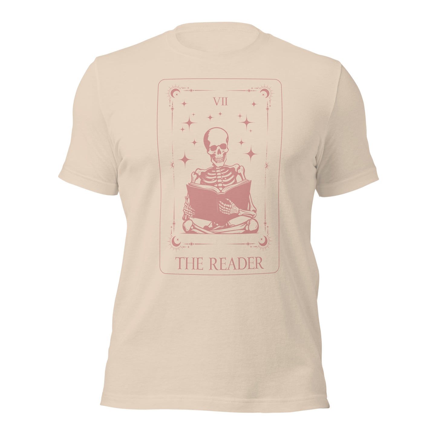 The Reader Tarot Card Unisex t-shirt - Dusty Rose and Sand